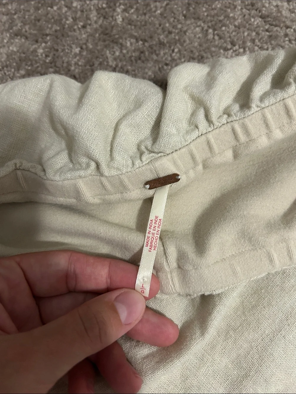 Free People Cream linen Mini Skort with Subtle Texture